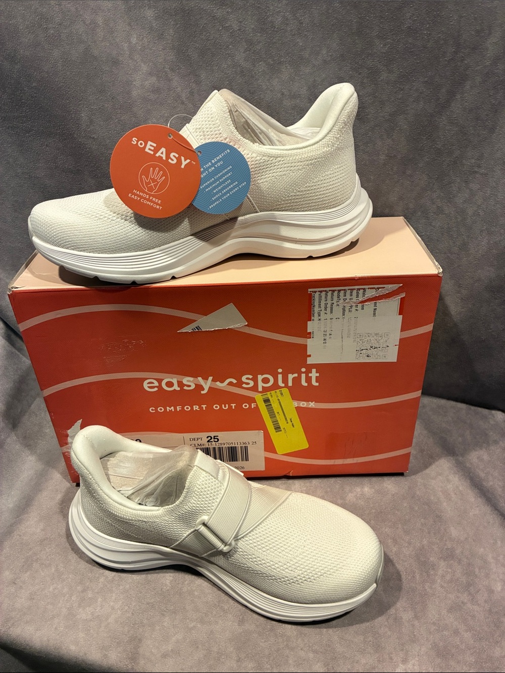 Easy Spirit White Slip-On Knit Walking Sneakers